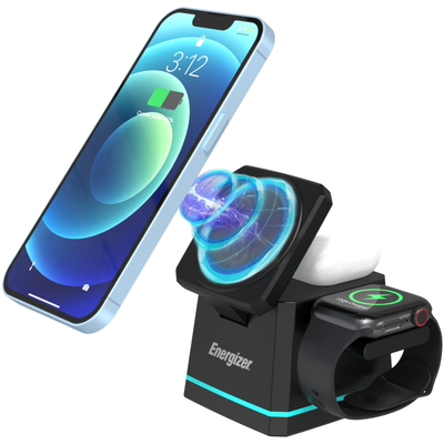 Зарядний пристрій 15W 3-in-1 Magnetic Wireless Fast Charger black Energizer