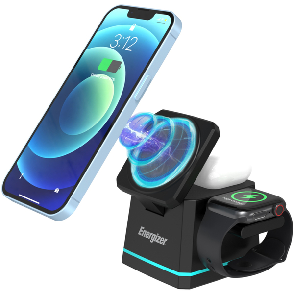 Зарядний пристрій 15W 3-in-1 Magnetic Wireless Fast Charger black Energizer