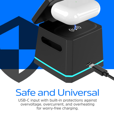 Зарядний пристрій 15W 3-in-1 Magnetic Wireless Fast Charger black Energizer