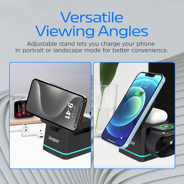 Зарядний пристрій 15W 3-in-1 Magnetic Wireless Fast Charger black Energizer