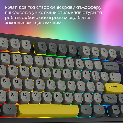 Клавиатура беспроводная Ajazz AF98 Plus Black Gray Yellow (AF98-PLUS-BGY)