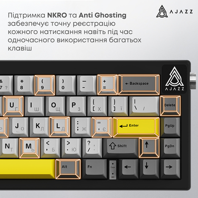 Клавиатура Ajazz AK650 Moon Yellow Switch Black USB-C (AK650-MY-GWY)