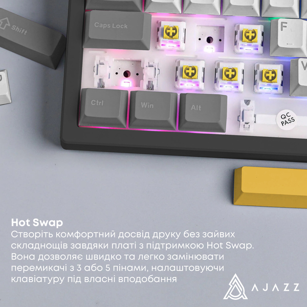 Клавиатура Ajazz AK650 Moon Yellow Switch Black USB-C (AK650-MY-GWY)