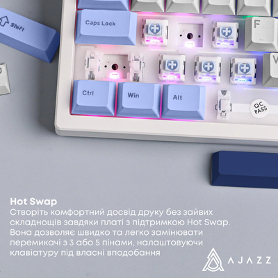 Клавиатура Ajazz AK650 Sea Salt Switch White USB-C (AK650-SS-BWB)