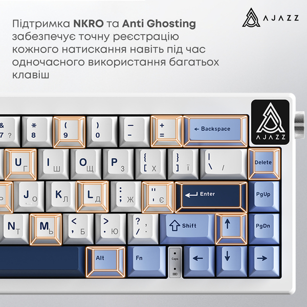 Клавиатура Ajazz AK650 Sea Salt Switch White USB-C (AK650-SS-BWB)