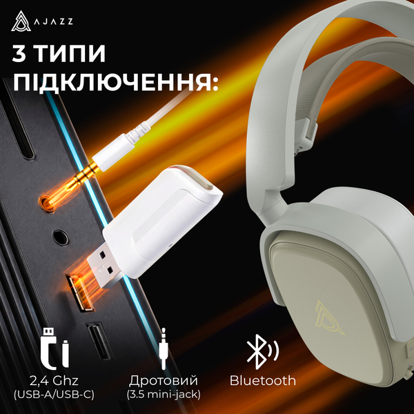 Наушники Ajazz AHM09 MAX 3-Mode Grey (AHM09-MAX-GW)
