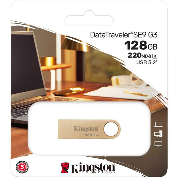 USB Flash Kingston SE9 G3 128GB USB3.2 Metal Gold, Retail