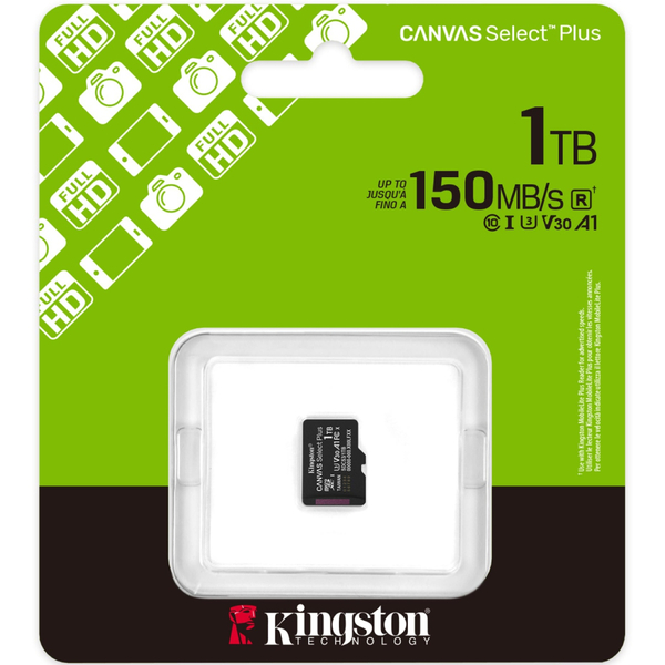 Карта пам'яті Kingston microSDXC 1TB Canvas Select Plus Gen3 C10 A1 V30 (з адаптером)