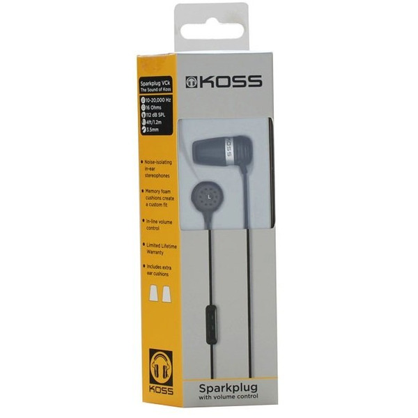 Навушники Koss Spark Plug VC Black (з регулятором гучності)