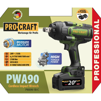 Акумуляторний гайковерт Procraft PWA90 Кейс (з 1 АКБ та ЗП)