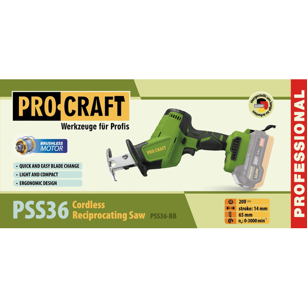 Акумуляторна шабельна пила Procraft PSS36 (без акб та зп)