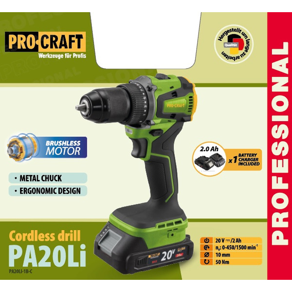Шуруповерт Procraft PA20Li (з 1 акб та зп)