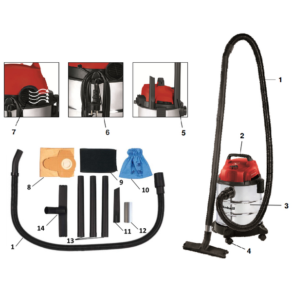 Будівельний пилосос Einhell TC-VC 1812 S (2342370)