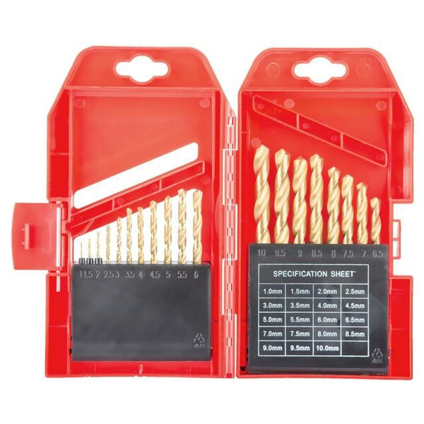 Набор сверл по металлу DIN338 HSS 19шт (1.0-10.0), покрытие Ti INTERTOOL SD-0019