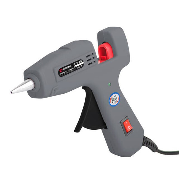 Пистолет клеевой 20(65)Вт, 230В, 180-195°C под стержни 7-7.5 мм, 5-13 г/мин. INTERTOOL RT-1101