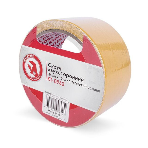 Скотч двухсторонний 50мм*10м на тканевой основе INTERTOOL KT-0962