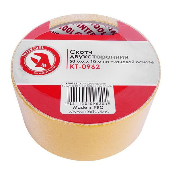 Скотч двухсторонний 50мм*10м на тканевой основе INTERTOOL KT-0962