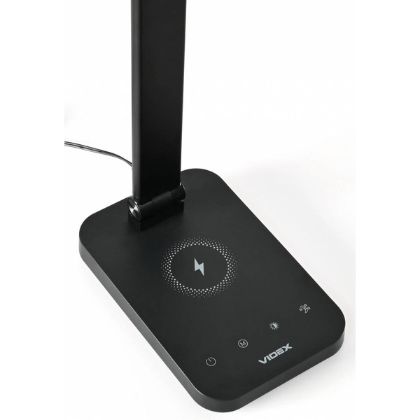 Настільна LED лампа Videx VL-TF17B Black з бездротовою зарядкою 18W (1800K-6500K)