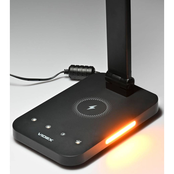 Настільна LED лампа Videx VL-TF17B Black з бездротовою зарядкою 18W (1800K-6500K)