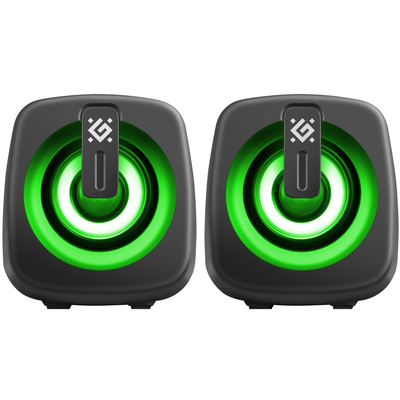 Компьютерные колонки 2.0 Defender J1, 6Вт, подсветка, USB, черная