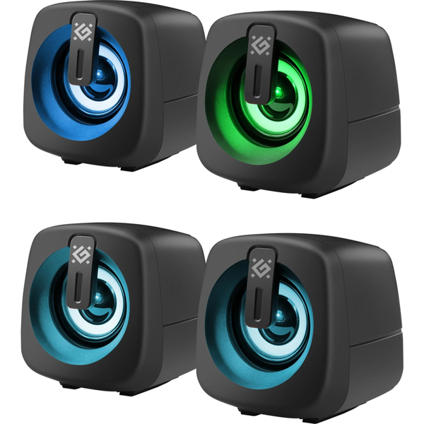 Компьютерные колонки 2.0 Defender J1, 6Вт, подсветка, USB, черная