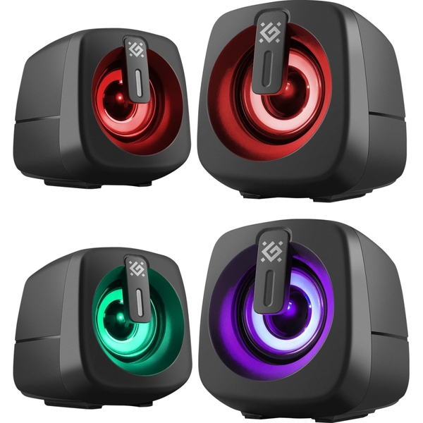 Компьютерные колонки 2.0 Defender J1, 6Вт, подсветка, USB, черная