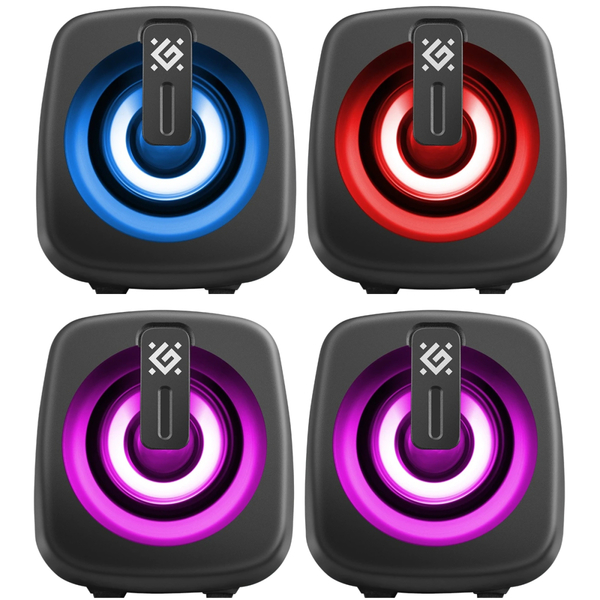 Компьютерные колонки 2.0 Defender J1, 6Вт, подсветка, USB, черная