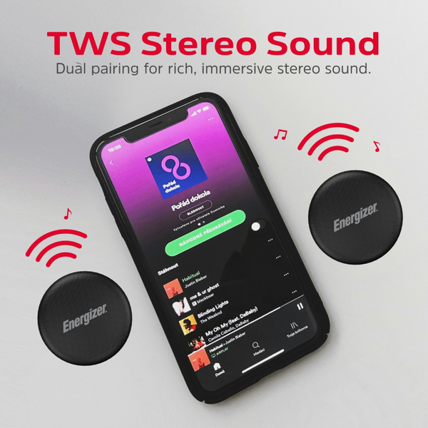 Портативная колонка Energizer Bluetooth 5.3 5W + Wireless bypass Charging магнитная зарядка 10W Black (BTS055)