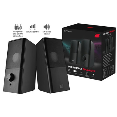 Комп'ютерні колонки 2E PCS202 2.0 USB Black (2E-PCS202BK)