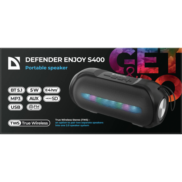 Портативная колонка 1.0 Defender Enjoy S400 5Вт Light/BT/FM/USB/TF/AUX