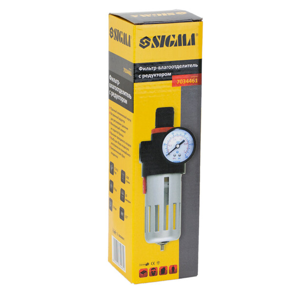 Фільтр-вологовідділювач з редуктором і манометром 1200 л/хв 1/2" SIGMA (7034461)