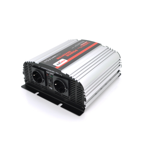 Інвертор напруги Carspa-1200-242 (1200Вт), 12 / 220V, approximated, 2Shuko, USB, клеми, Box Q4