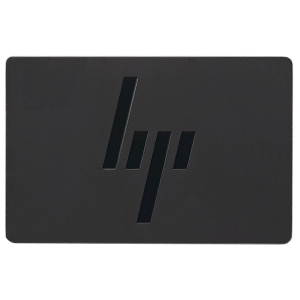 Наклейка на ноутбук HP металева 65х45 мм, темні літери