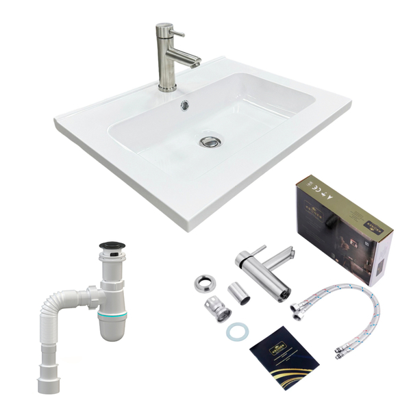 Набор для ванной Adamant Flat 60 с сифоном Click-Clack + смеситель (4824296207701)