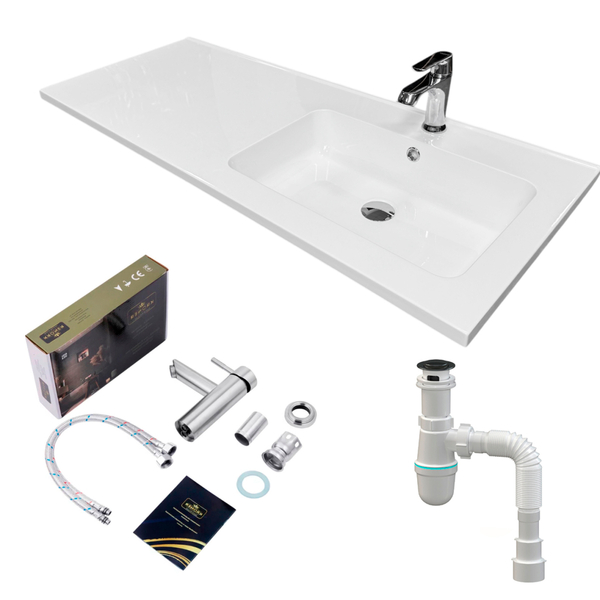 Набор для ванной Adamant Flat 120R с сифоном Click-Clack + смеситель (4824296208501)