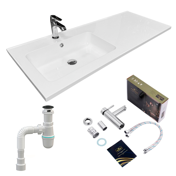 Набор для ванной Adamant Flat 120L с сифоном Click-Clack + смеситель (4824296208601)