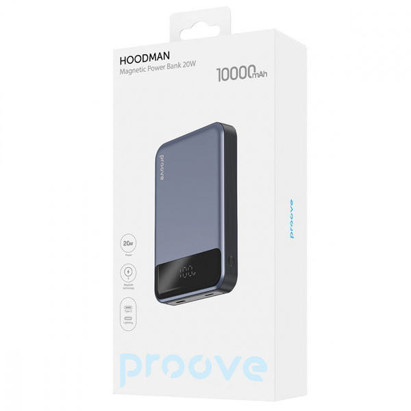 Зовнішній акумулятор (Power Bank) Proove Hoodman Magnetic 20W 10000mAh Black (PBH120010001)