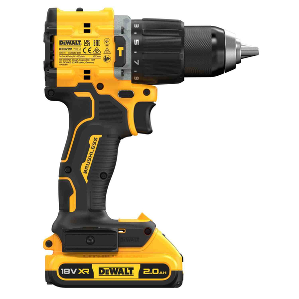 Дрель-шуруповёрт аккумуляторная бесщёточная ударная DeWALT DCD799D2T