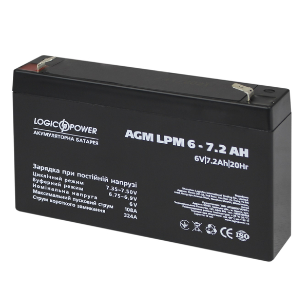 Аккумуляторная батарея LogicPower LPM 6V 7.2AH (LPM 6 - 7.2 AH) AGM