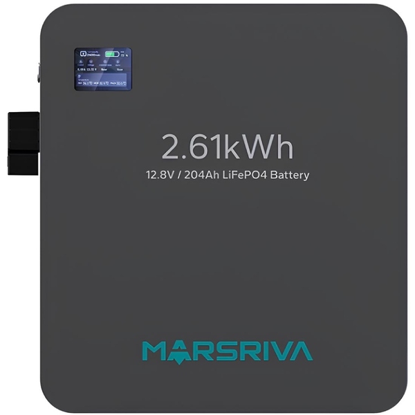 Акумуляторна батарея Marsriva LiFePO4, 12.8V/204Ah, 2.61kWh, настінне кріплення