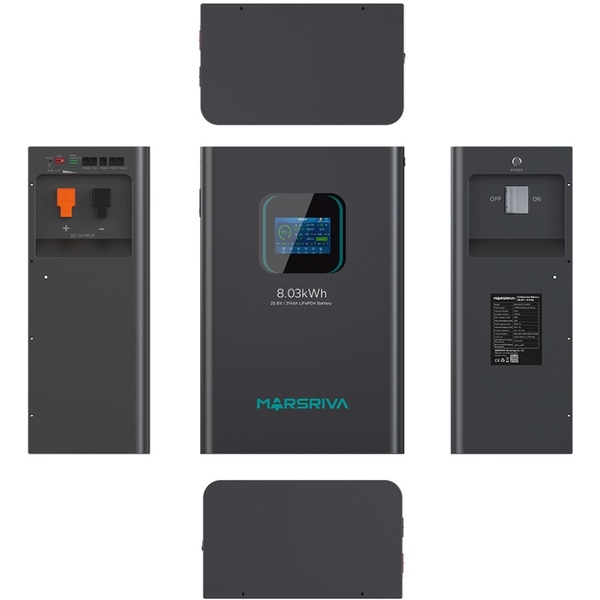 Акумуляторна батарея Marsriva LiFePO4, 25.6V/314Ah, 8.03kWh, Підлогове або настінне
