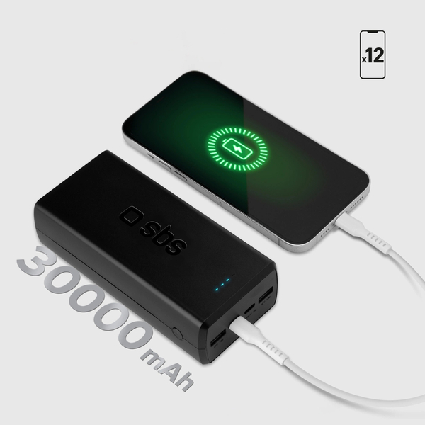 Зовнішній акумулятор (павербанк) SBS 30000 mAh Black (TTBB30000PD20K)    