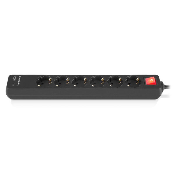 Сетевой фильтр REAL-EL RS-Protect 605 3 м Black (EL122300041)