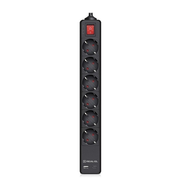 Сетевой фильтр REAL-EL RS-Protect 605 3 м Black (EL122300041)