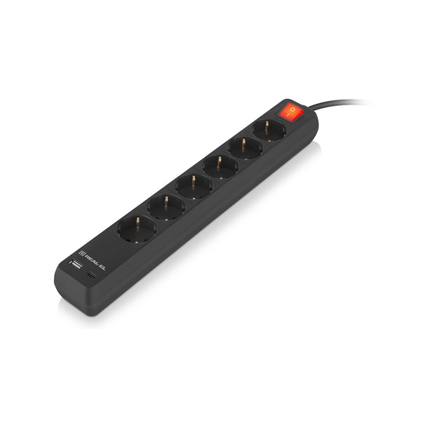 Сетевой фильтр REAL-EL RS-Protect 605 3 м Black (EL122300041)