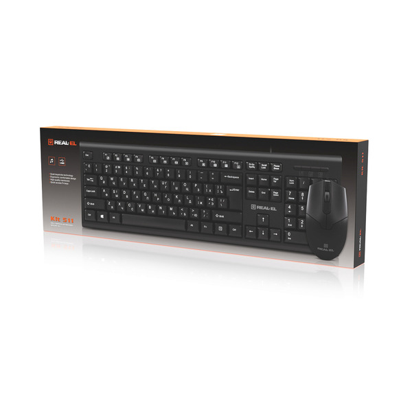 Комплект (клавиатура, мышь) REAL-EL Kit 511 Black