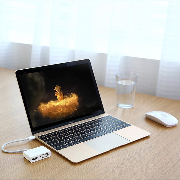 Адаптер Ugreen MM123 HDMI+VGA - USB Type-C (F/M), White (30843)