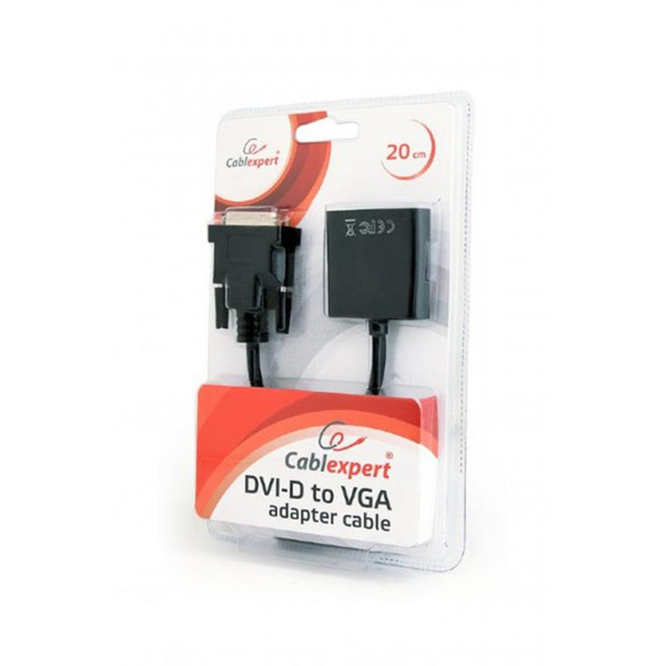 Адаптер Cablexpert DVI - VGA (M/F), 0.2 м, Black (AB-DVID-VGAF-01)