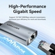 Перехідник USB Type-C--> Ethernet RJ45 1000Mb чорний Aluminum Alloy Type Vention