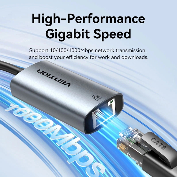 Перехідник USB Type-C/USB-A --> Ethernet RJ45 1000Mb сірий Aluminum Alloy Type Vention